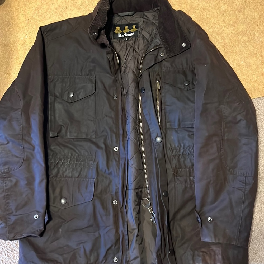 Large Barbour brown jacket.